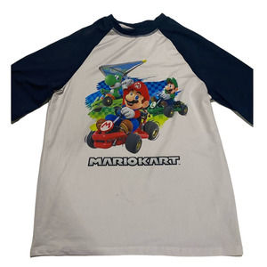 MARIOKART Boys Short Sleeve Size 14/16 White and blue